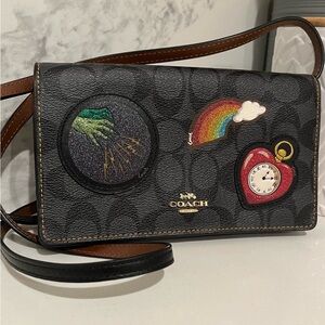 Coach X wizard of oz purse crossbody wallet strap black brown logo limited edt